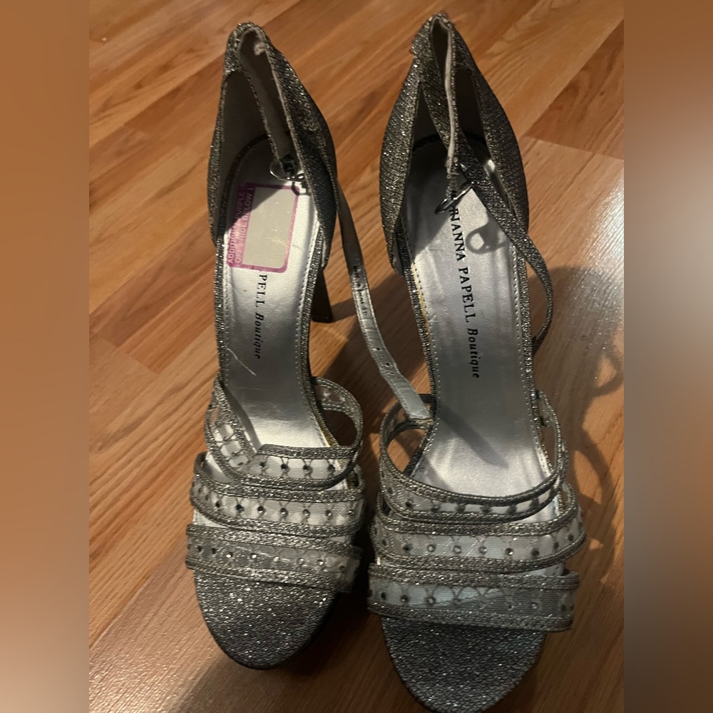 Adrianna Papell Glitter Bling Platform Shoes Silver Size 10